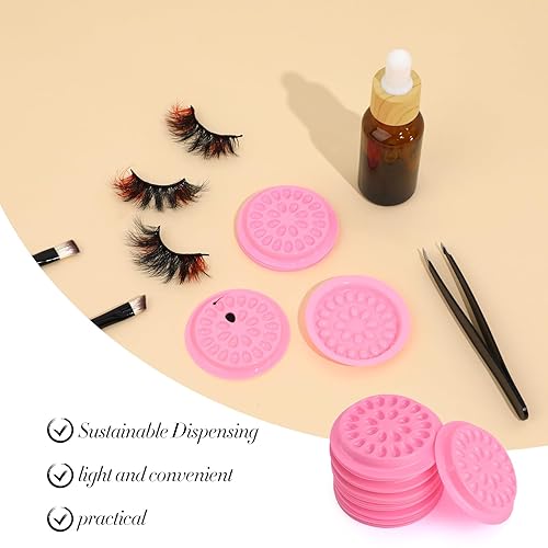 Miniatura 6 de 100 soportes para pegamento de pestañas postizas, bandejas de pestañas para extensiones, almohadillas de plástico desechables para paletas de