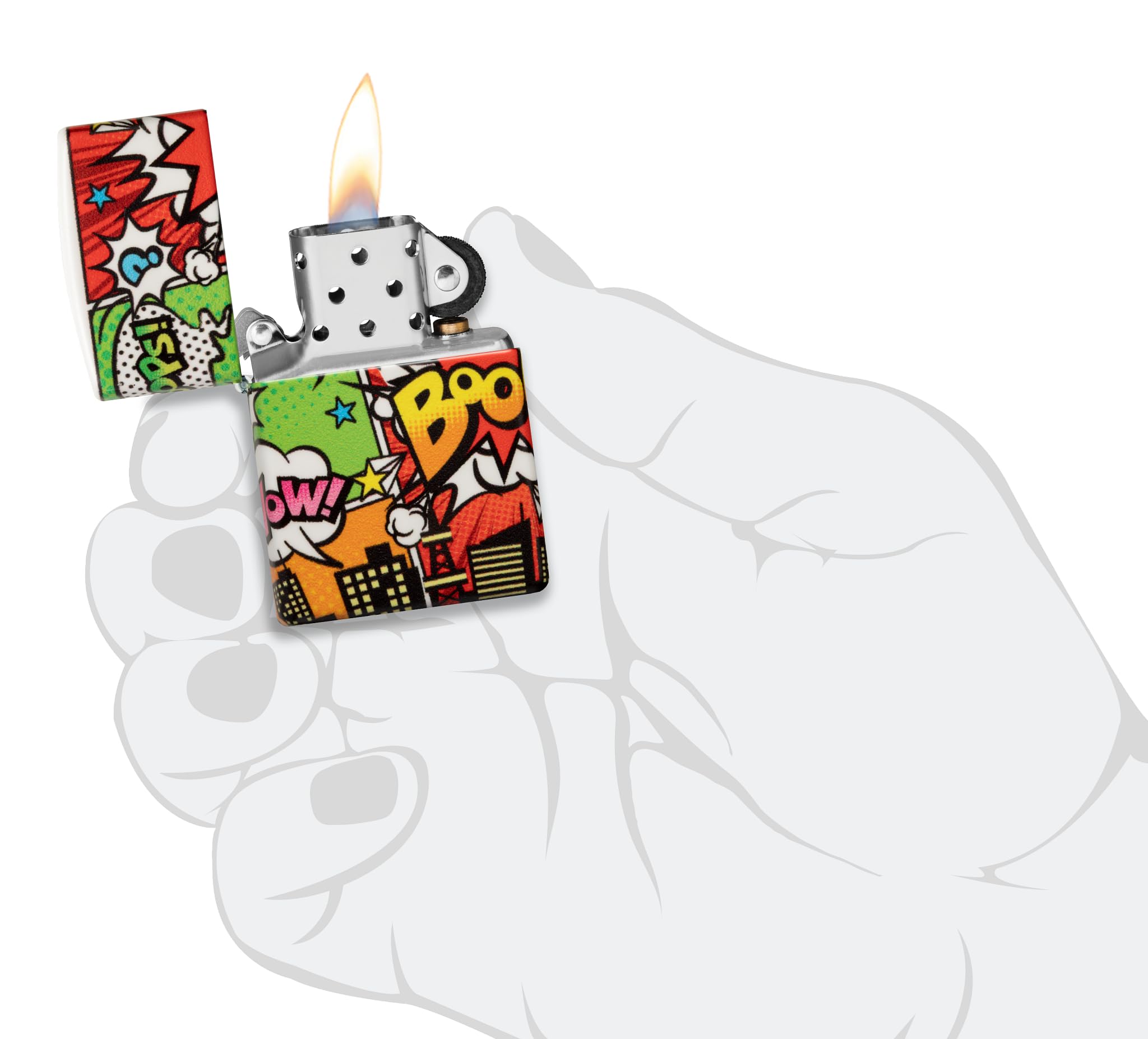 Zippo Sturmfeuerzeug - Pop Art City, 540°, Color Image - Nachfüllbar - Wiederverwendbar - Windfestes Design - Geschenkbox - Made in USA