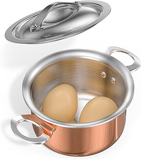 Macevia Mini Sauce Pan with Lid,Copper Butter Warmer Small Pot, Multipurpose Use for Home Kitchen or Restaurant (13.5oz/400ml)