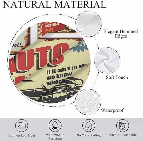 Miniatura 5 de Letreros de lata vintage para automóvil, manteles de 52 x 70 pulgadas, antiguos pósteres oxidados retro para servicio de automóvil, mantel