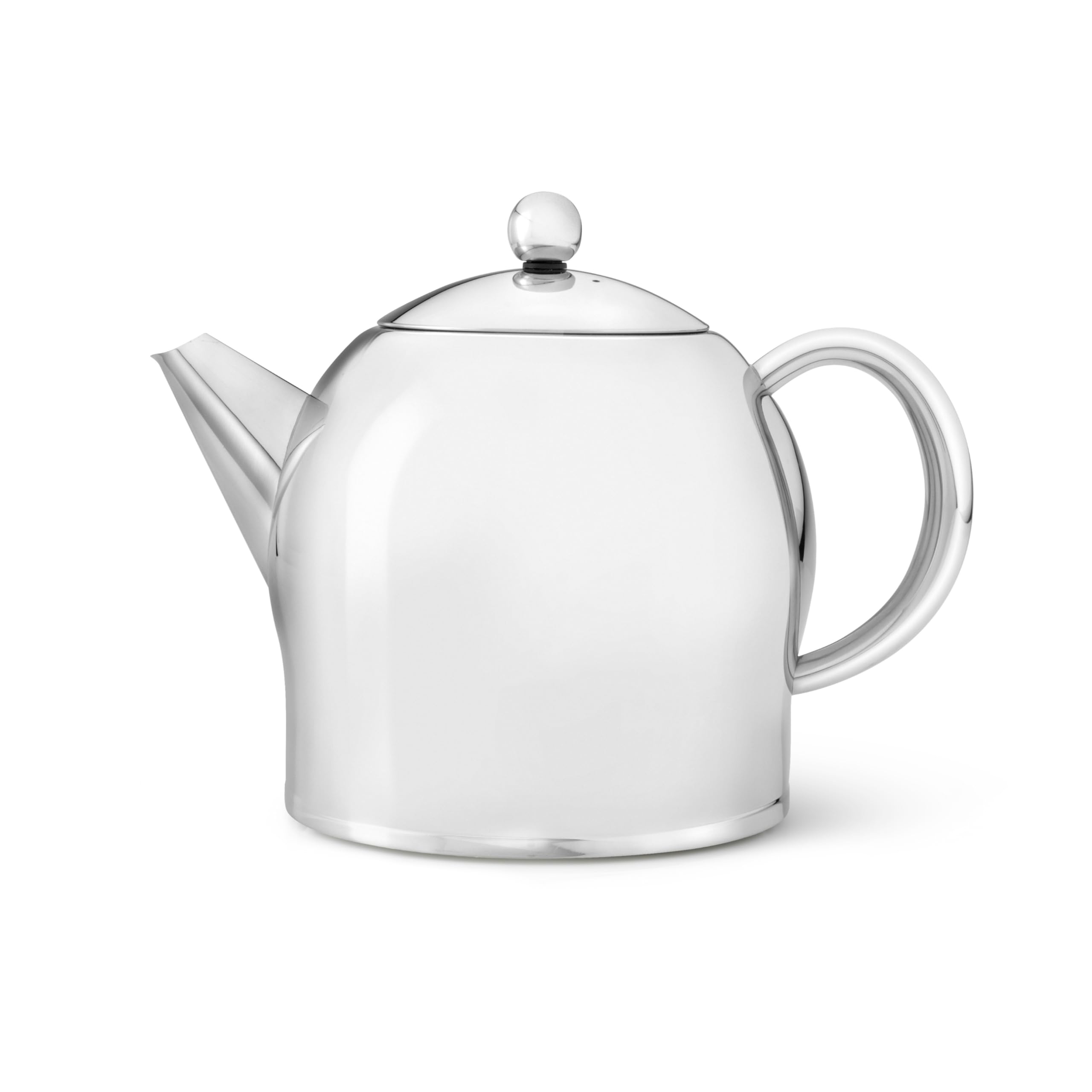 bredemeijer Santhee Double Walled Teapot, 1.4-Liter Stainless Steel Glossy Finish with Glossy Accents