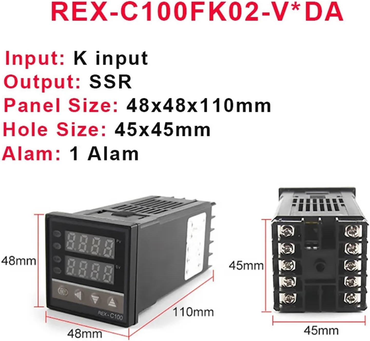 PID Digital Intelligent Temperature Controller REX-C100 K Input SSR or Relay Output Thermostat 110V to 240V Work Voltage(SSR Out)