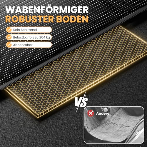 HiPetpy Hunde Autoschondecke Rückbank, 7-lagiges PU-Leder, 100% wasserdicht, Rücksitzverlängerung mit Hartboden für Hunde, Belastbar bis 204 kg, rutschfeste Hängematte für Auto, SUV, Kombi (Schwarz)