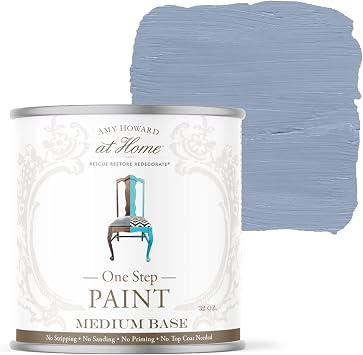 AMY HOWARD AT HOME One Step Paint Palace Grey Chalk-Based Paint for Furniture, Cabinetry, and More. No Stripping, Sanding, or Priming! Made in the USA. Grey - Chalky Finish - 16 OZ