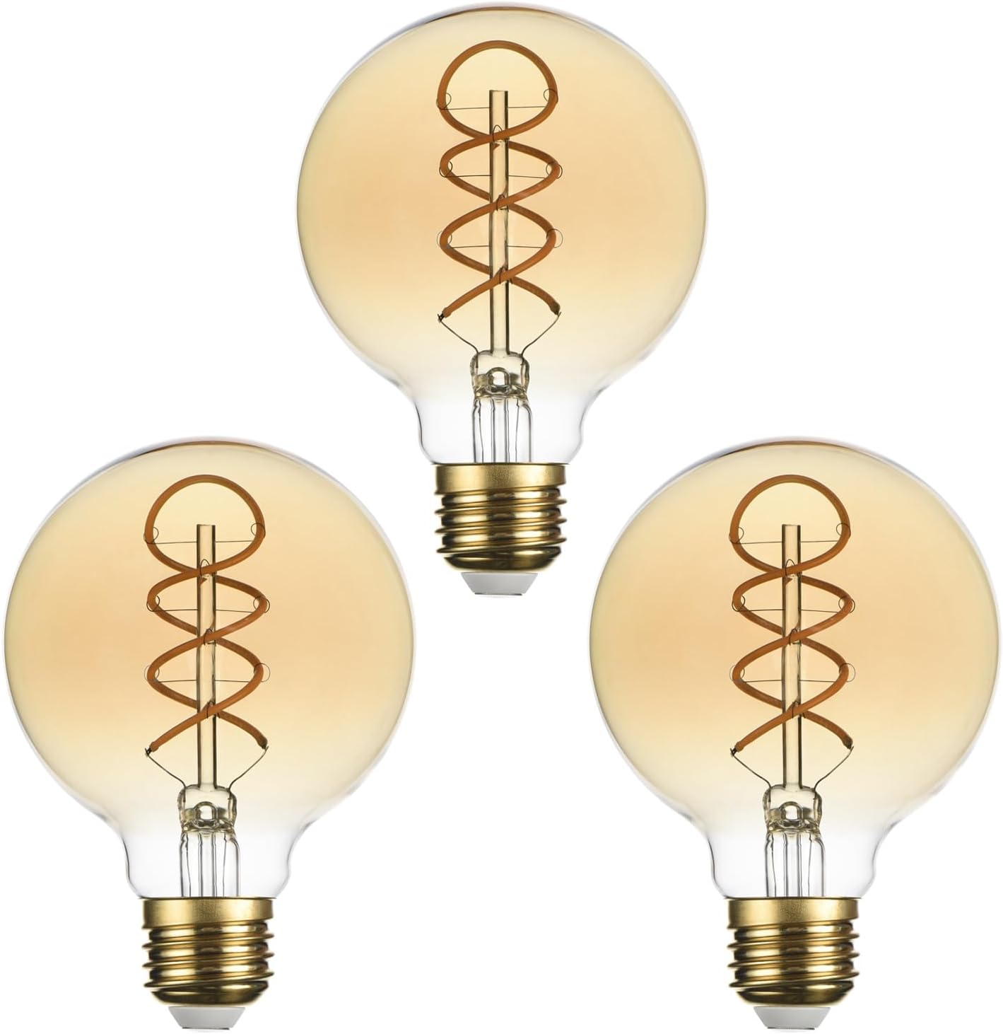 SD LUX G25 Dimmable Vintage Globe Light Bulbs Retro Decorative LED Edison Bulbs 6W 450lm (Equi. 40W), E26 Medium Base, CRI>90 Warm White 2200K (G25-Amber, 3)