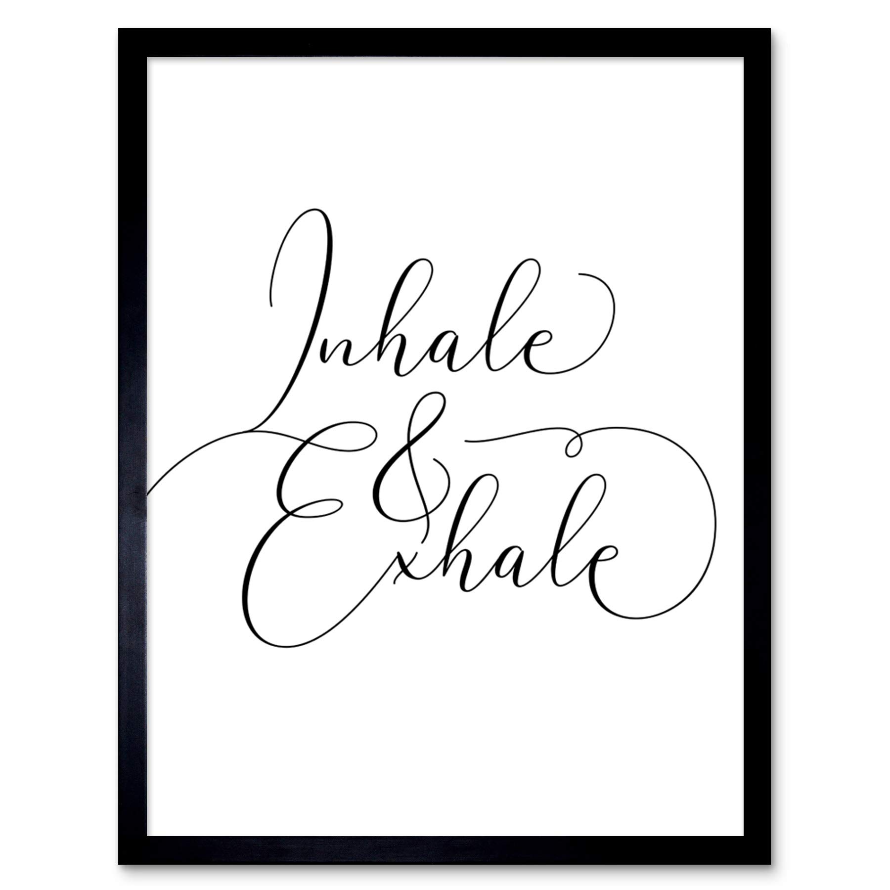 Wee Blue Coo Inhale And Exhale Modern Typography Art Print Framed Poster Wall Decor 12x16 inch
