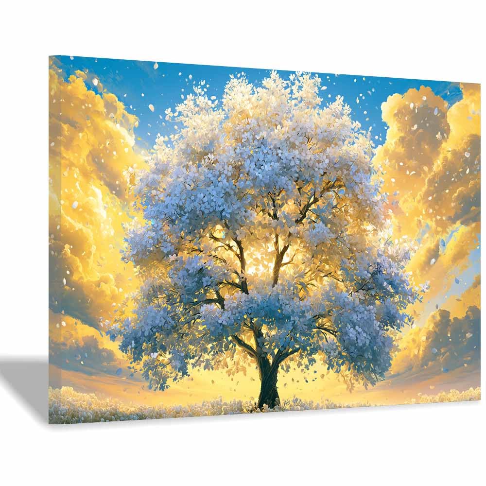 HOQIU Tree Wall Art Fall Tree Painting artwork, home canvas prints, for Bathroom Living Room Bedroom(Multicolor)-70x100cm Framed