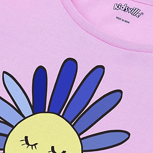 Image of Kidsville Printed Regular Fit White Cotton Girl's T-Shirt