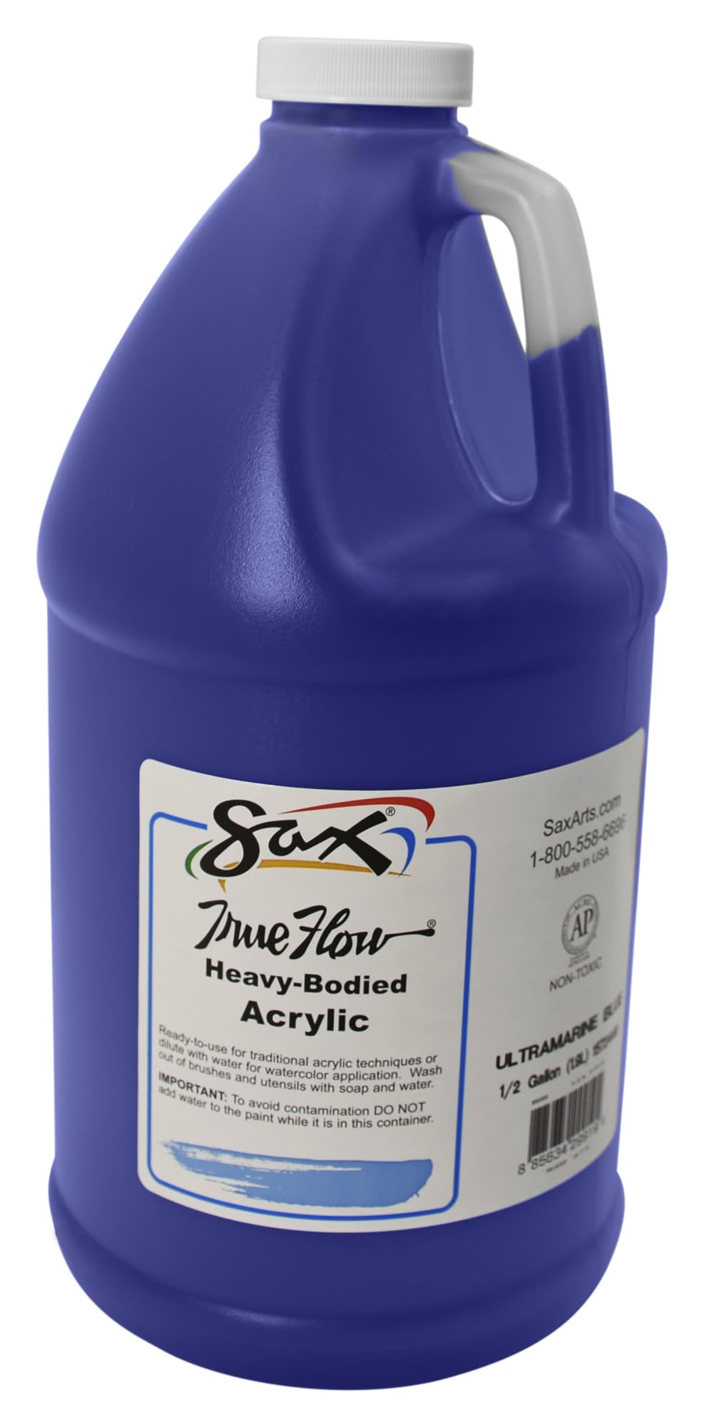 Sax True Flow Heavy Body Acrylic Paint, 1/2 Gallon, Ultramarine Blue - 439280, 64 Fl Oz (Pack of 1)