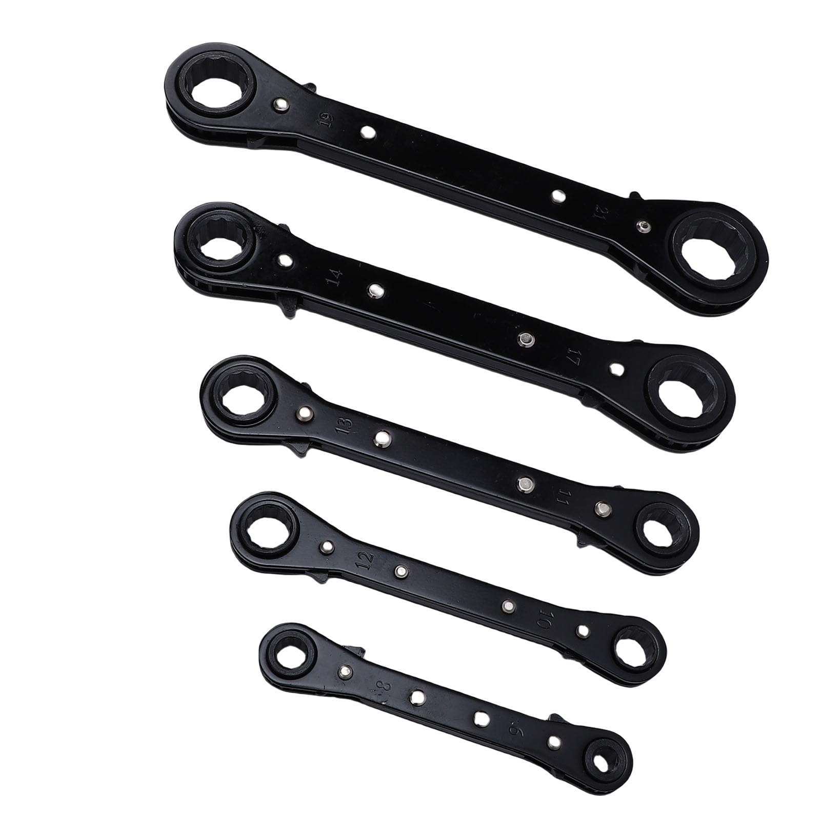 Eujgoov Set di Chiavi a Cricchetto a Doppia estremità CR V in Acciaio Reversibile a 12 Punti Chiave a Scatola 5 Pezzi Ossido Dimensioni Compatte per Riparazione Automobilistica e Motociclistica