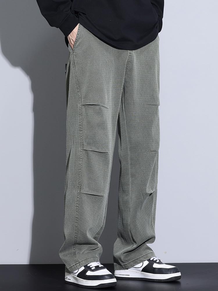 Pantaloni Casual Larghi per Uomini per Autunno Inverno, Pantaloni Lunghi Dritti Larghi