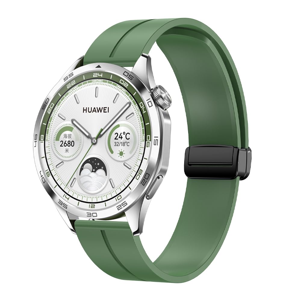 Dado Magnetic Buckle Silicone Band Compatible with Huawei Watch GT4 46mm | Ultimate | GT3 | GT2 | Watch 3/4 46mm & 48mm, Soft Silicone Watch Strap