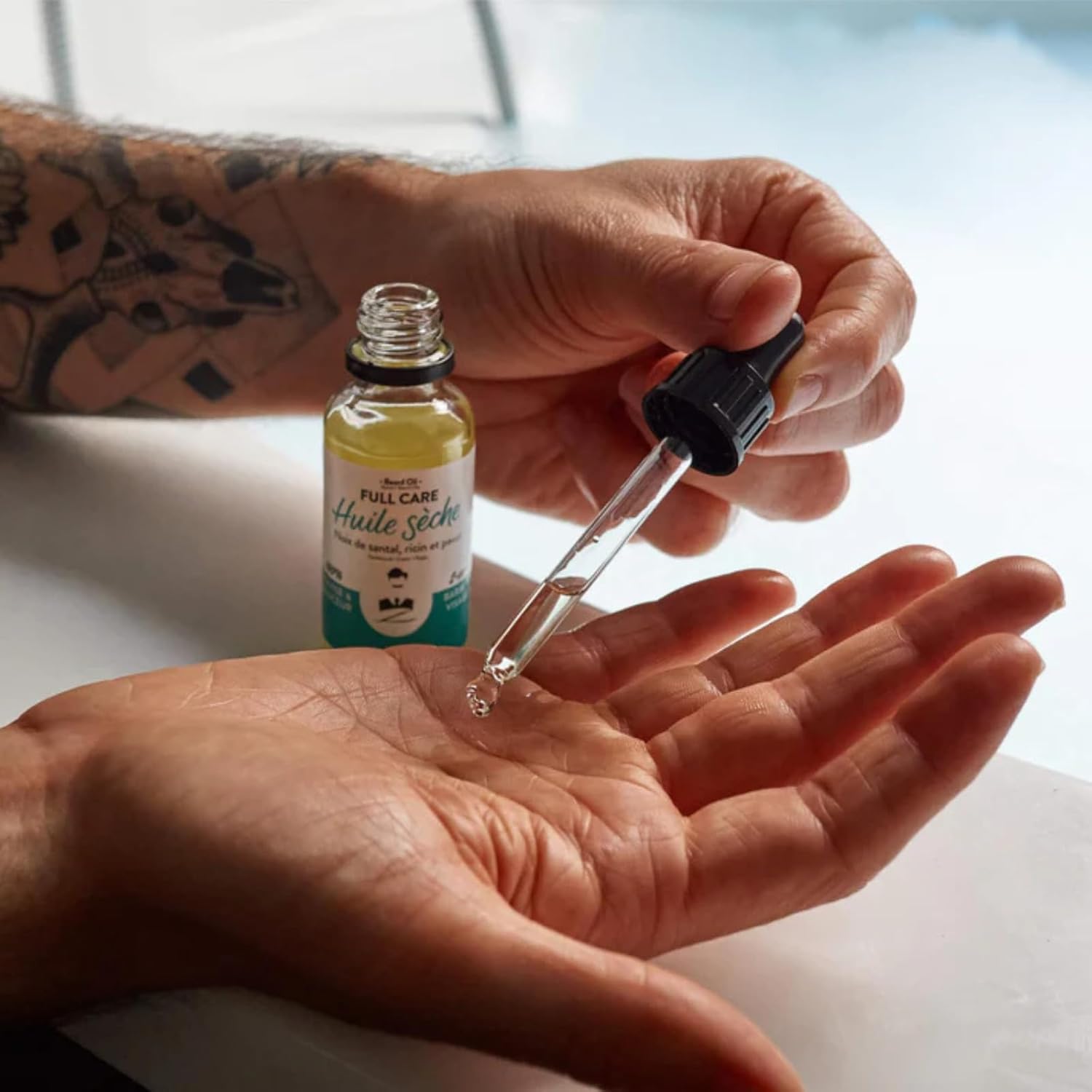 Beard Oil for Men | Award Winning Beard Oil Leave In Mustache Conditioner, Softens, Moisturizes, Nourishing, Lightweight, Sandalwood Fragrance | Natural & Vegan | Made In France 1oz - Image 2