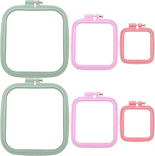 6 Pcs 3 Sizes Square Embroidery Hoops ABS Plastic Cross Stitch Hoop Punch Needle Hoop Embroidery Frames for DIY Embroidery...