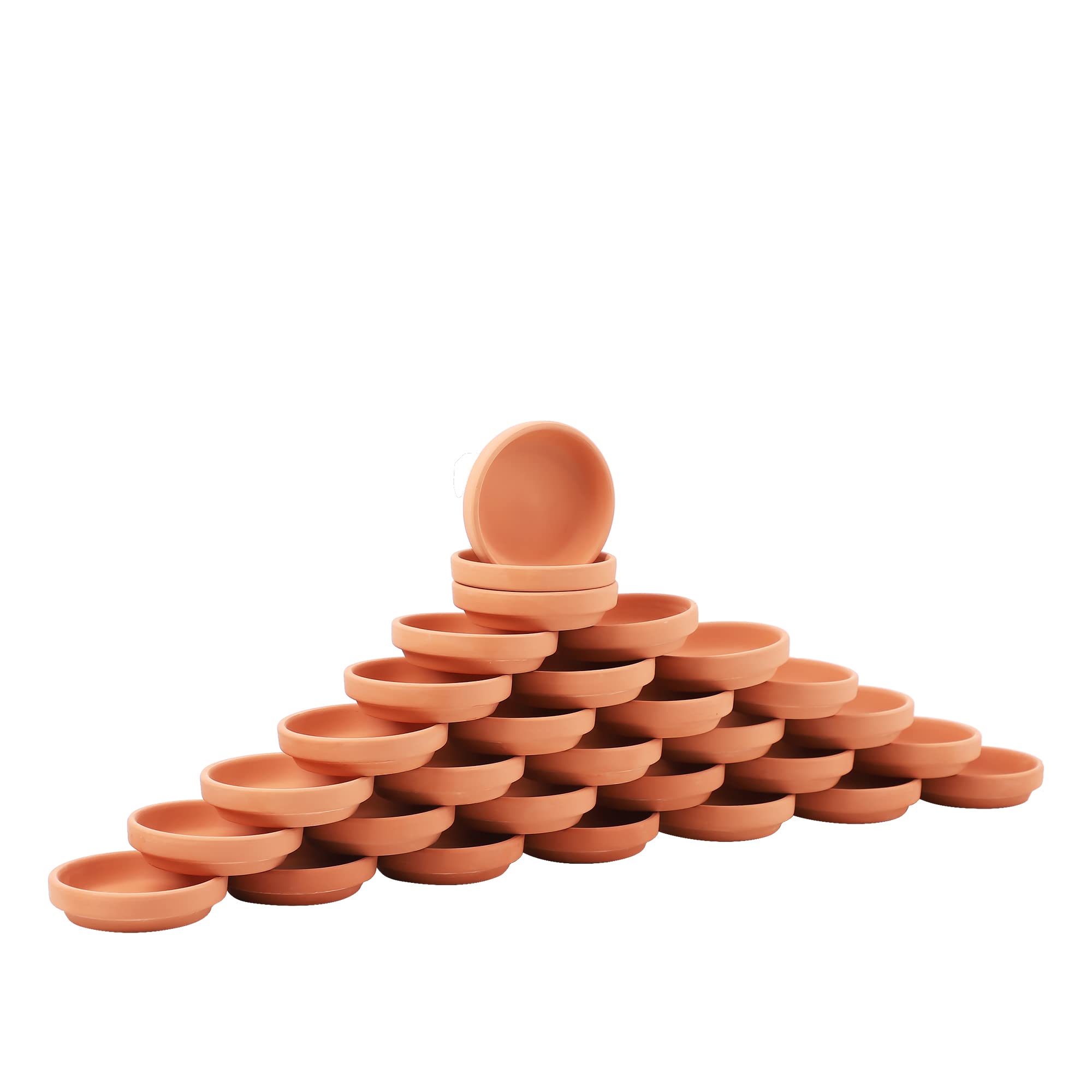 Yishang 30pcs Terra Cotta Saucer, 3-inch Small Mini Clay Pots Tray, Suitable for 3inch, 2.5inch, 2inch Succulents Nursery Pots