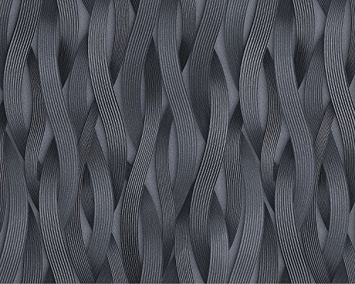 Papier peint à rayures EDEM 81130BR29 Papier peint intissé texturé ton-sur-ton et des accents métalliques platine argent anthracite gris 10,65 m2