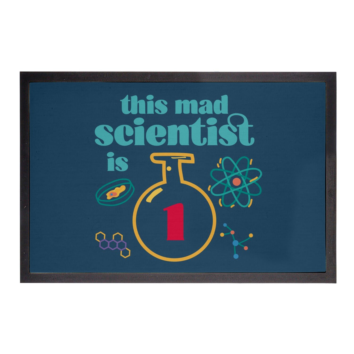 Paillasson bleu mad scientist 60x40cm pour pas de porte ludique