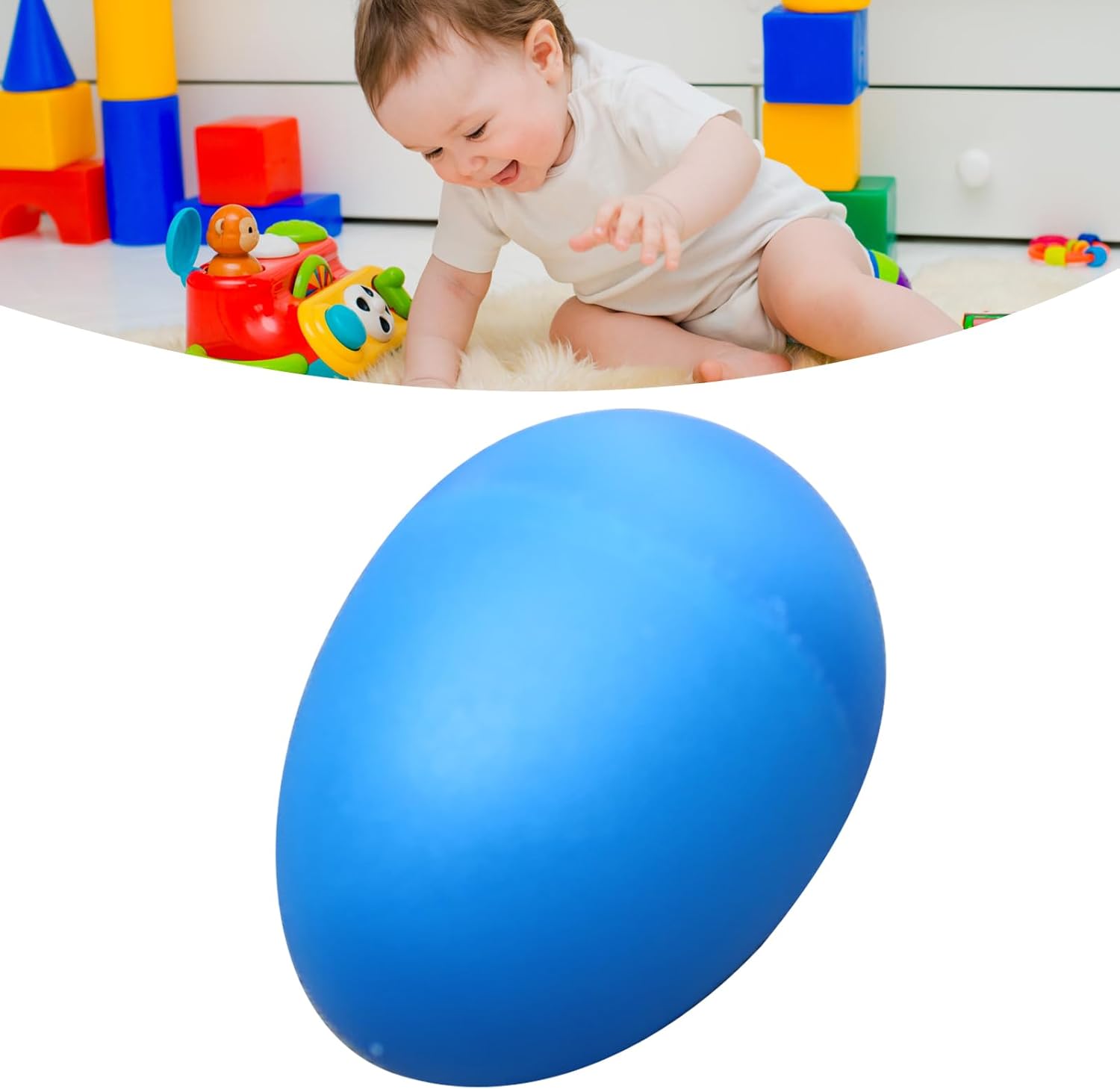 Plastic Egg Shakers, Bright Color Educational Fillable Percussion Instrument, Musical Egg Toy, Ideal for Home, Travel, Kindergarten & Classroom (Blue)