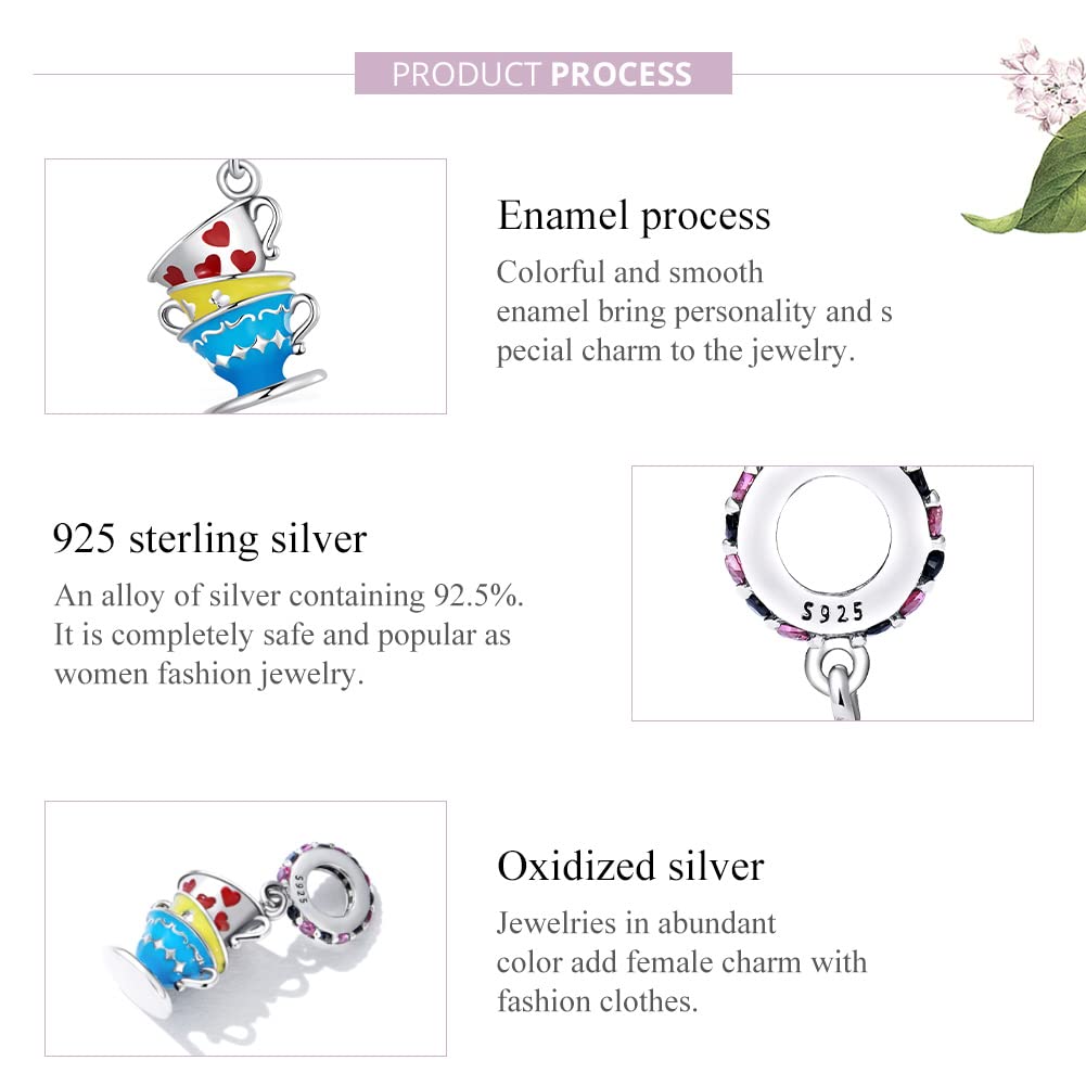 Colgante de taza de té mágica de plata de ley 925, ideal para pulseras y collares.