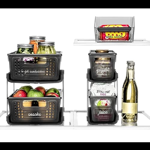 Miniatura 5 de madesmart Organizador antimicrobiano de 2 niveles multiusos con asas y divisores para el hogar y el baño, paquete de 1, carbono