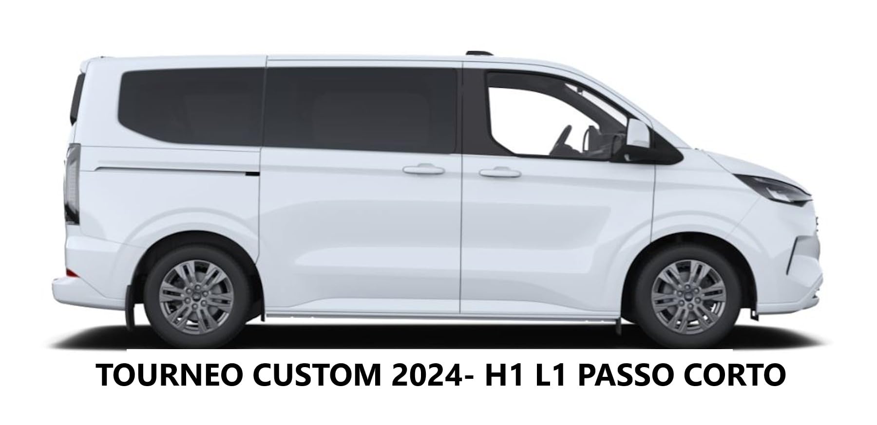 F906226-905854-906042-223B Tappeti in gomma su misura compatibile con Tourneo Custom 8 posti dal 2024-Anterior + 2 file + Baule