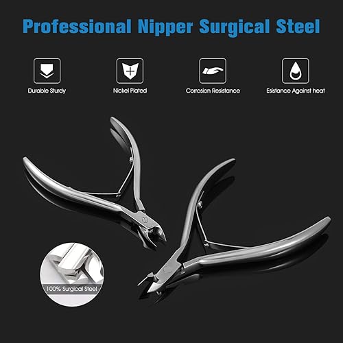 Miniatura 2 de FERYES Cortador de cutículas profesional para manicura y pedicura, cortador de cutículas de acero inoxidable de grado médico, mandíbula de 0.236