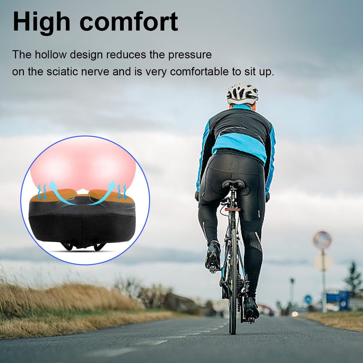 Coprisella Imbottito In Memory Foam Con Fascia Riflettente, Traspirante E Antipolvere, Adatto A Bici Da Corsa E MTB