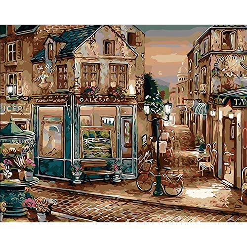 XCQHZYQ Kit Peinture par numéro pour Adultes débutants Enfants Fenêtre de Rue 40 x 50 cm Peinture à l'huile numérique pour décoration Murale de Maison (sans Cadre) Cover