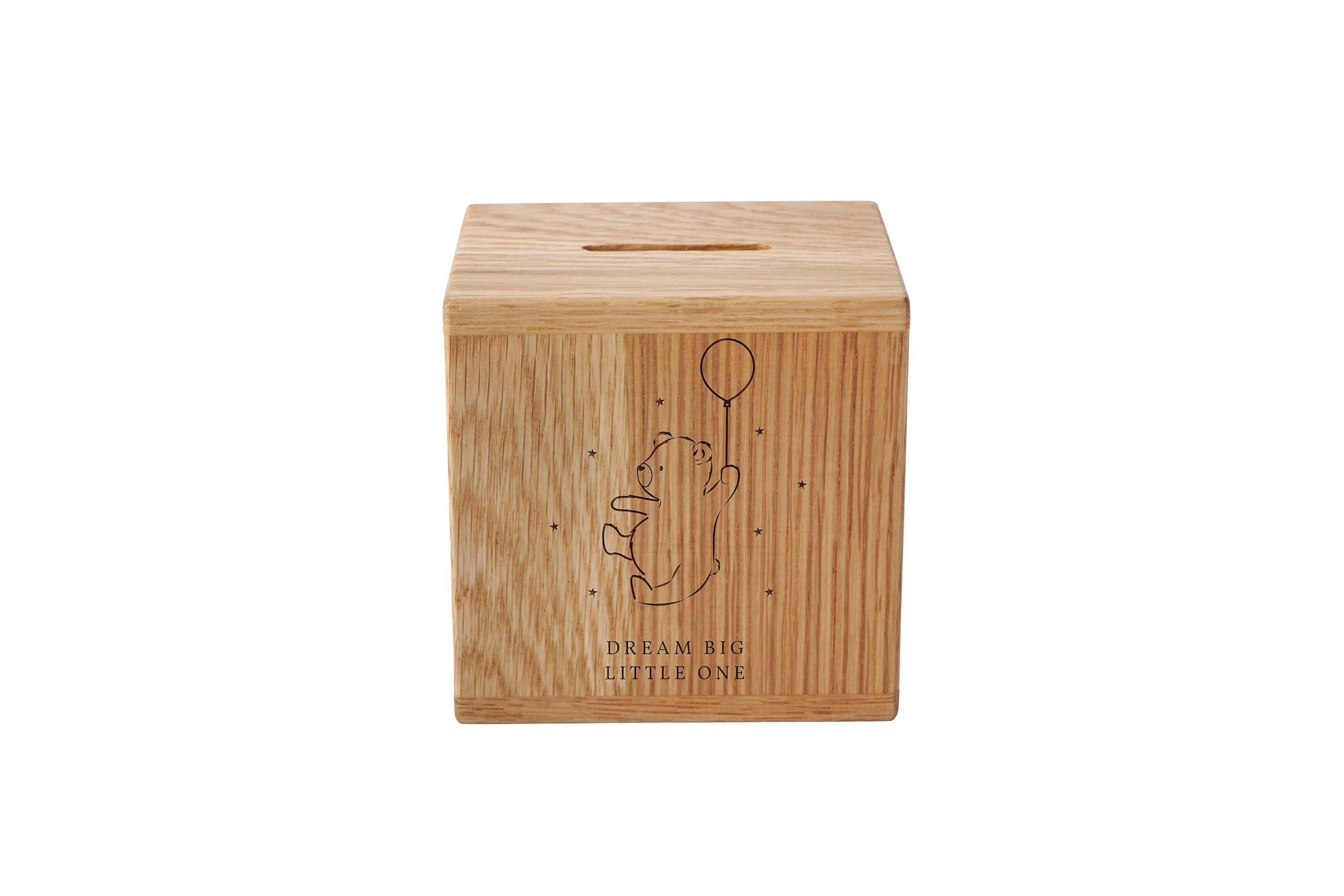 Cgb Giftware Brown | The Little Bear Co. 'Dream Big, Little One' Oak Money Box | Wooden Money Box | Saving | Piggy Bank | Gb08367