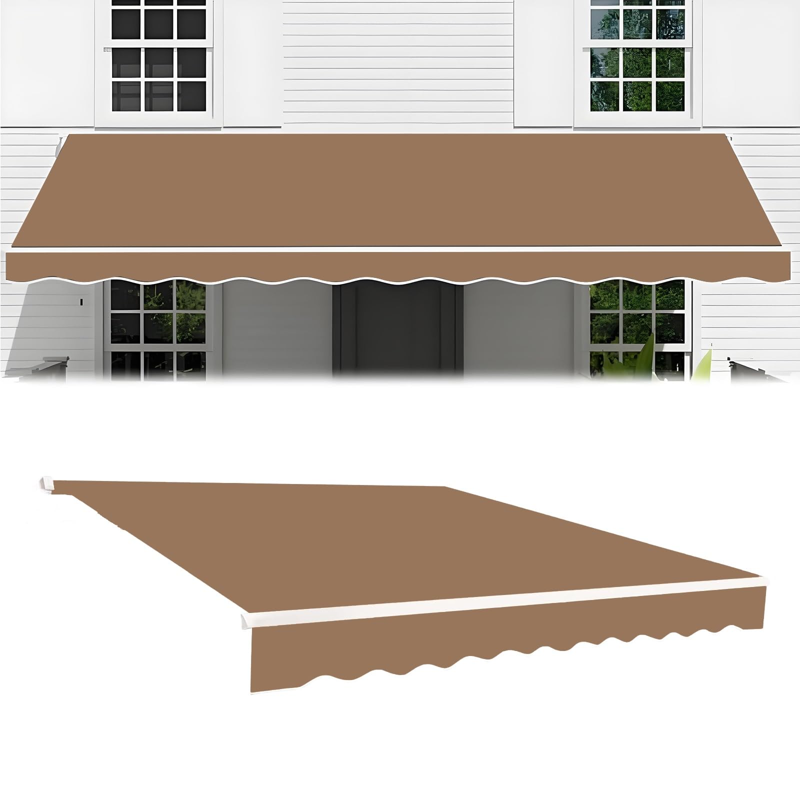 Zapasowa tkanina baldachimu do wysuwanych markiz 2,0 m - 5 m, wodoodporny poliester na zewnątrz, patio i balkon, beżowa, 200 x 150 cm, trwała osłona przeciwsłoneczna
