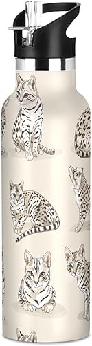 Miniatura 21 de Sweet Savannah Cats Brown, Sports Water Bottle with Handle Keeps Hot and Cold Lightweight for Bike Running Sports Travel Gym