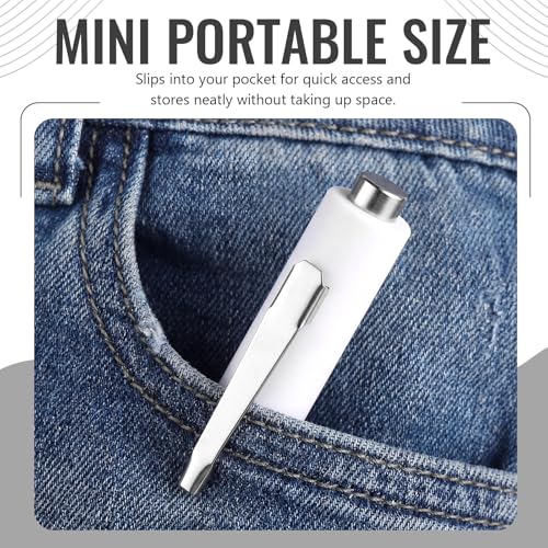 Image of Honoson 25 Pcs Pocket Screwdriver Mini Tops and Pocket Clips Magnetic Slotted Small Screw Driver with a Single Blade Head for Mechanical, Electrician (White)