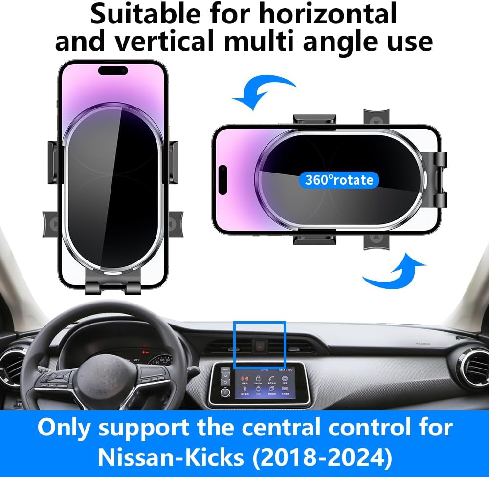 Car Phone Holder for Nissan Kicks 2018-2024 S SR SV T Auto Accessories Navigation Bracket Interior Decoration Dashboard Cell Mobile Phone Mount Holders case Accessory