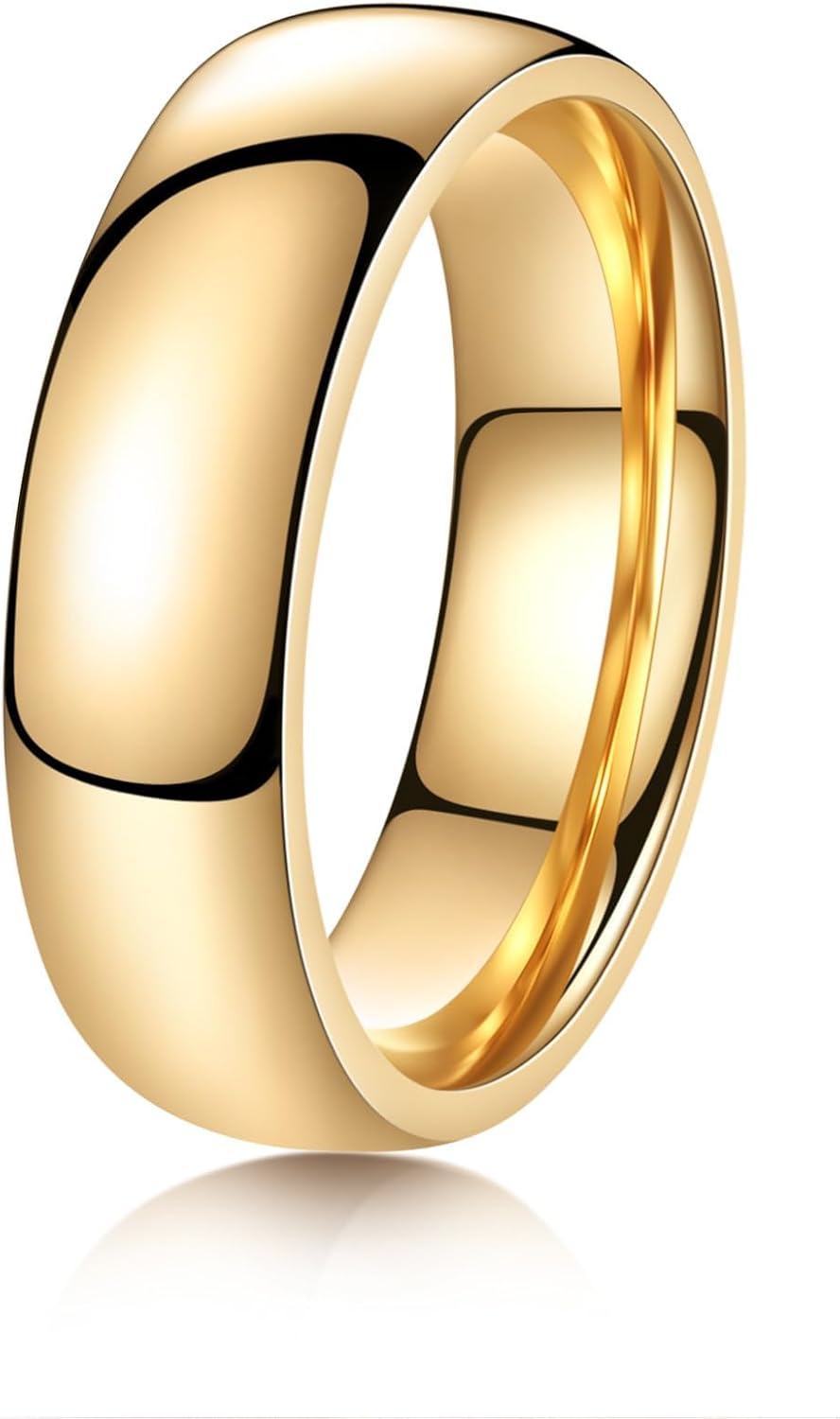 VQYSKO Tungsten Wedding Band Ring for Men Women | 2mm 4mm 6mm 8mm Gold Domed Tungsten Wedding Band Ring for Men Women High Polish Comfort Fit | Size 5-14