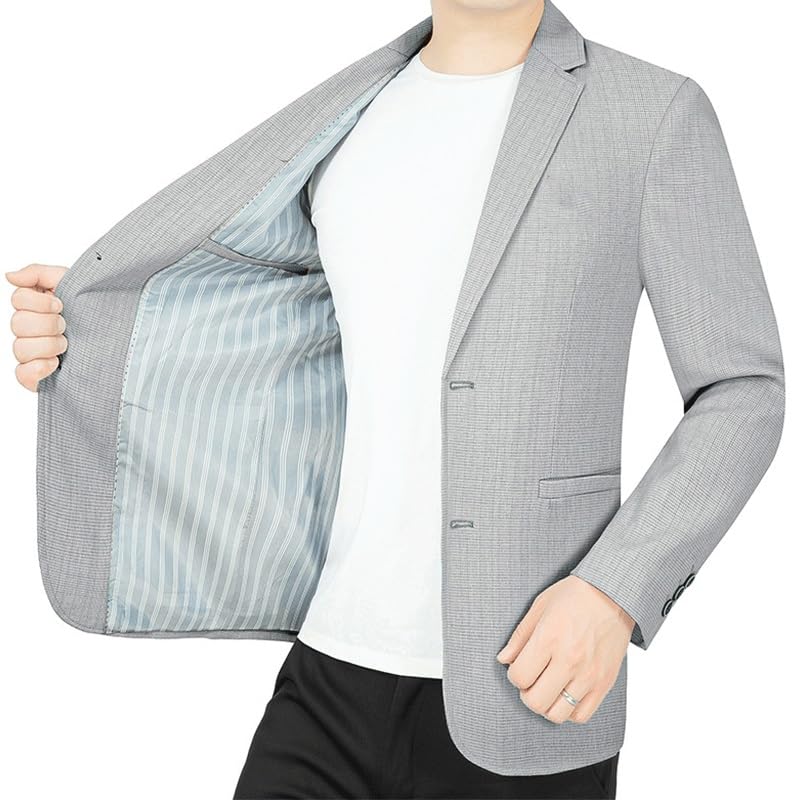 Men Gray Blazers Slim Fit Sport Coat Casual Two Button Lightweight Business Suit Jackets for Wedding Prom Homecoming2