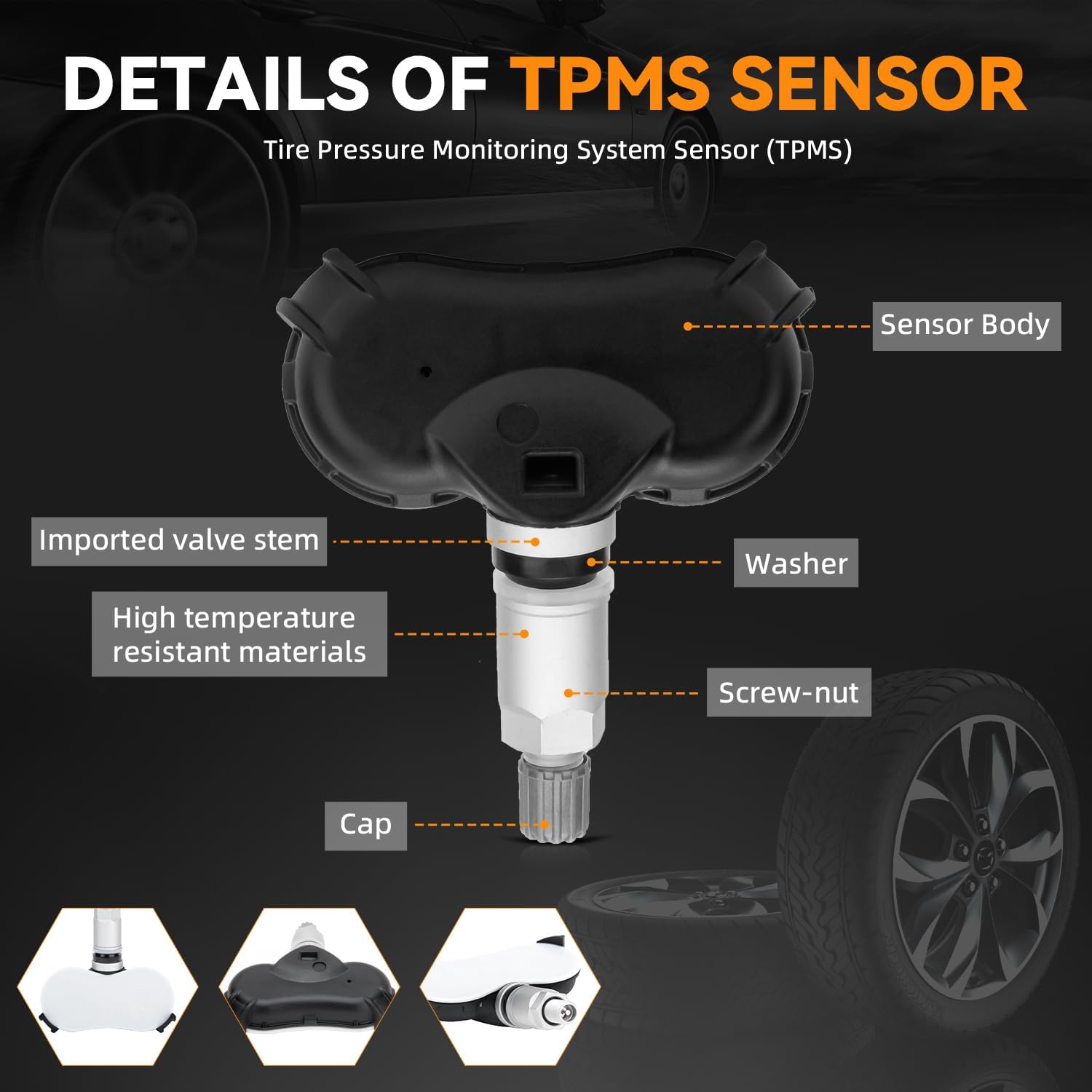 DEAL AUTO ELECTRIC PARTS TPMS TPMS Sensor, 4pcs 315MHz Tire Pressure Monitoring Sensor, Compatible with Honda Civic CR-Z Element Fit Insight Odyssey Acura CSX, Raplace 42753SNAA810M1 42753TR3A810M1
