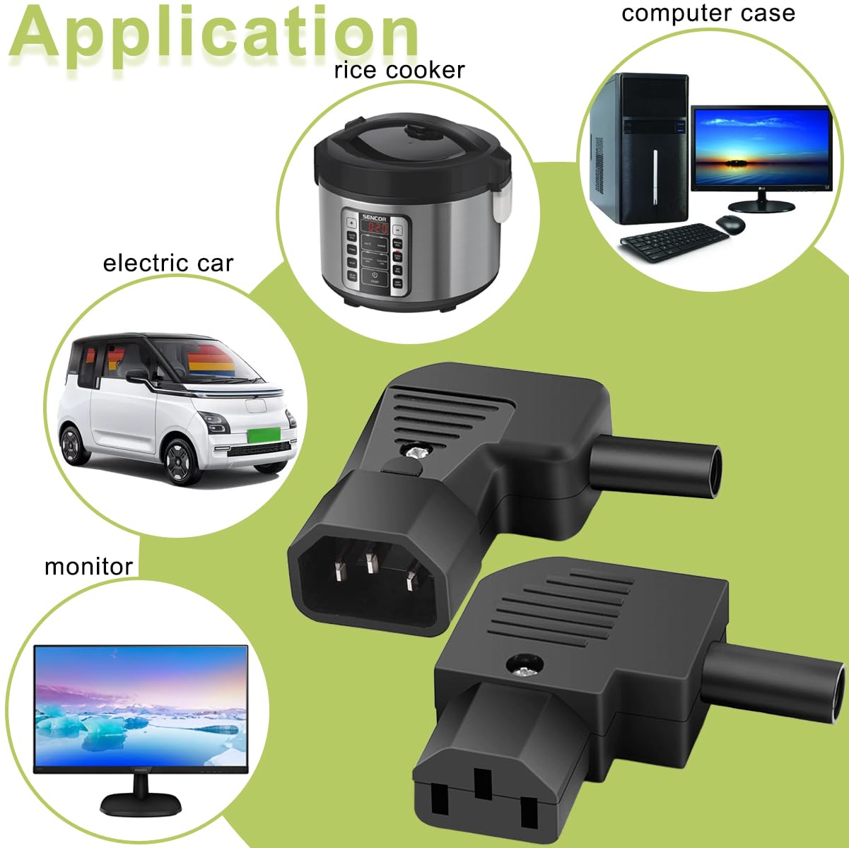 4 pezzi IEC320 C13 C14 connettore ad angolo retto 250V 10A 3 pin femmina maschio adattatore presa di alimentazione ricablabile in linea, per PDU cabinet auto elettrica luce LED case