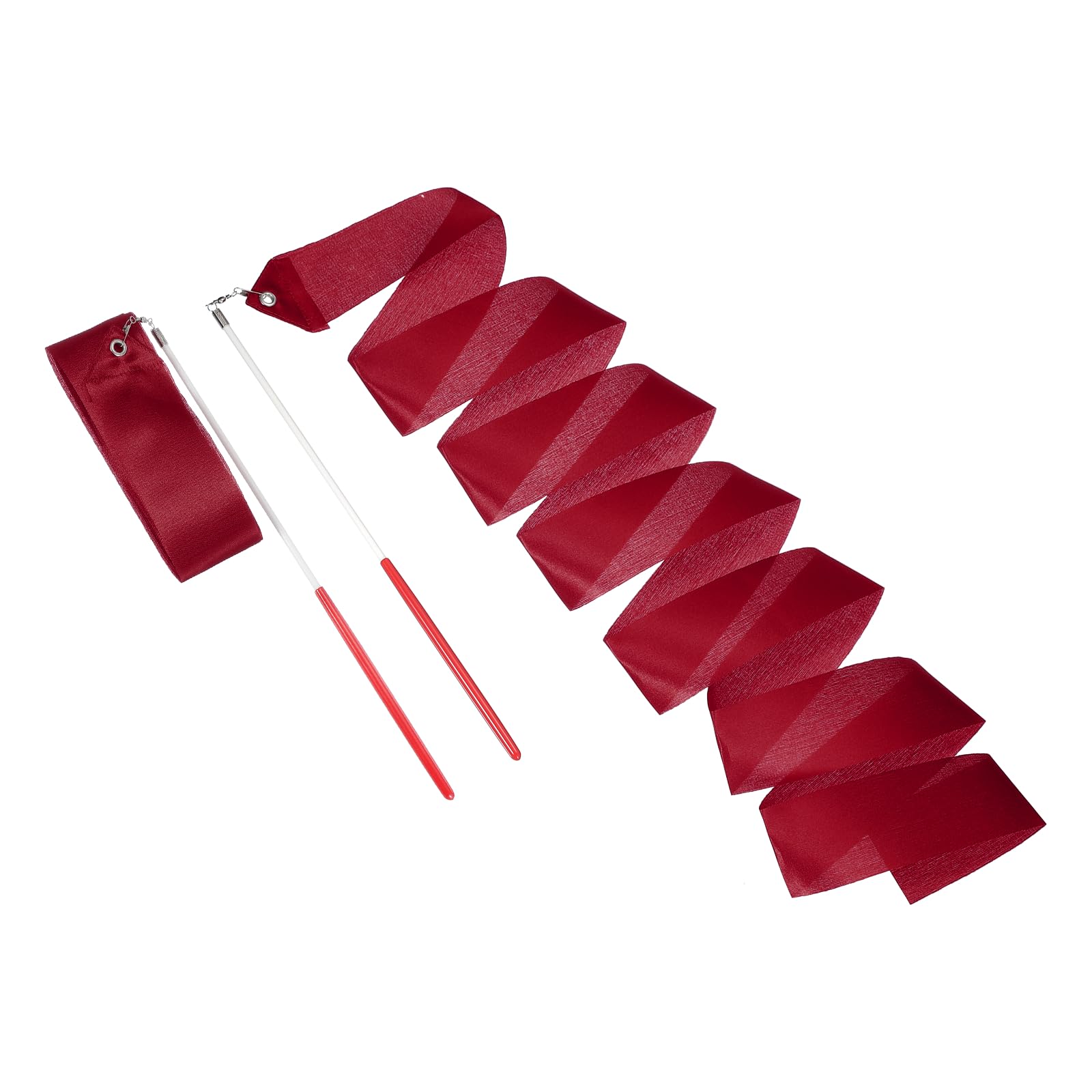 sourcing map 2 Pcs Dance Ribbons, 78.7" Rhythmic Gymnastics Ribbon Streamers Dancer Wand Twirling Dancing Ribbons for Artistic Dancing Gymnastics Training, Burgundy