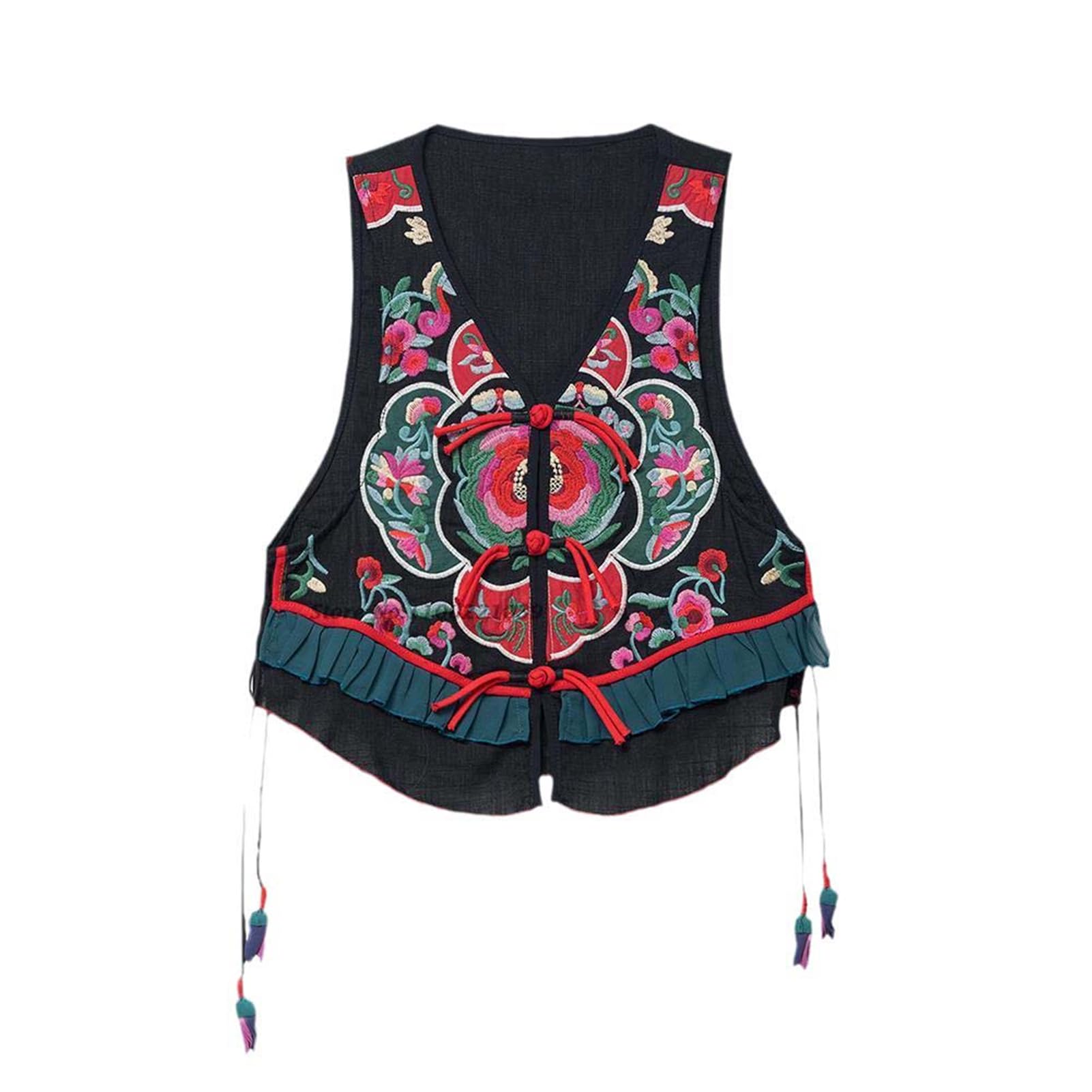 Chaleco de mujer de algodón y lino estilo oriental tradicional 6