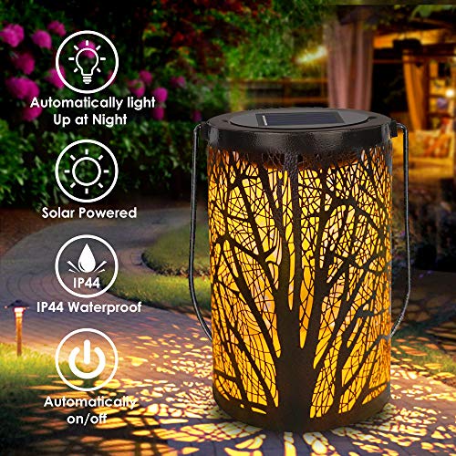 deaunbr Solar Lantern Outdoor Lights for Decorative Atmosphere Hanging Garden Lantern Cylindrical Table