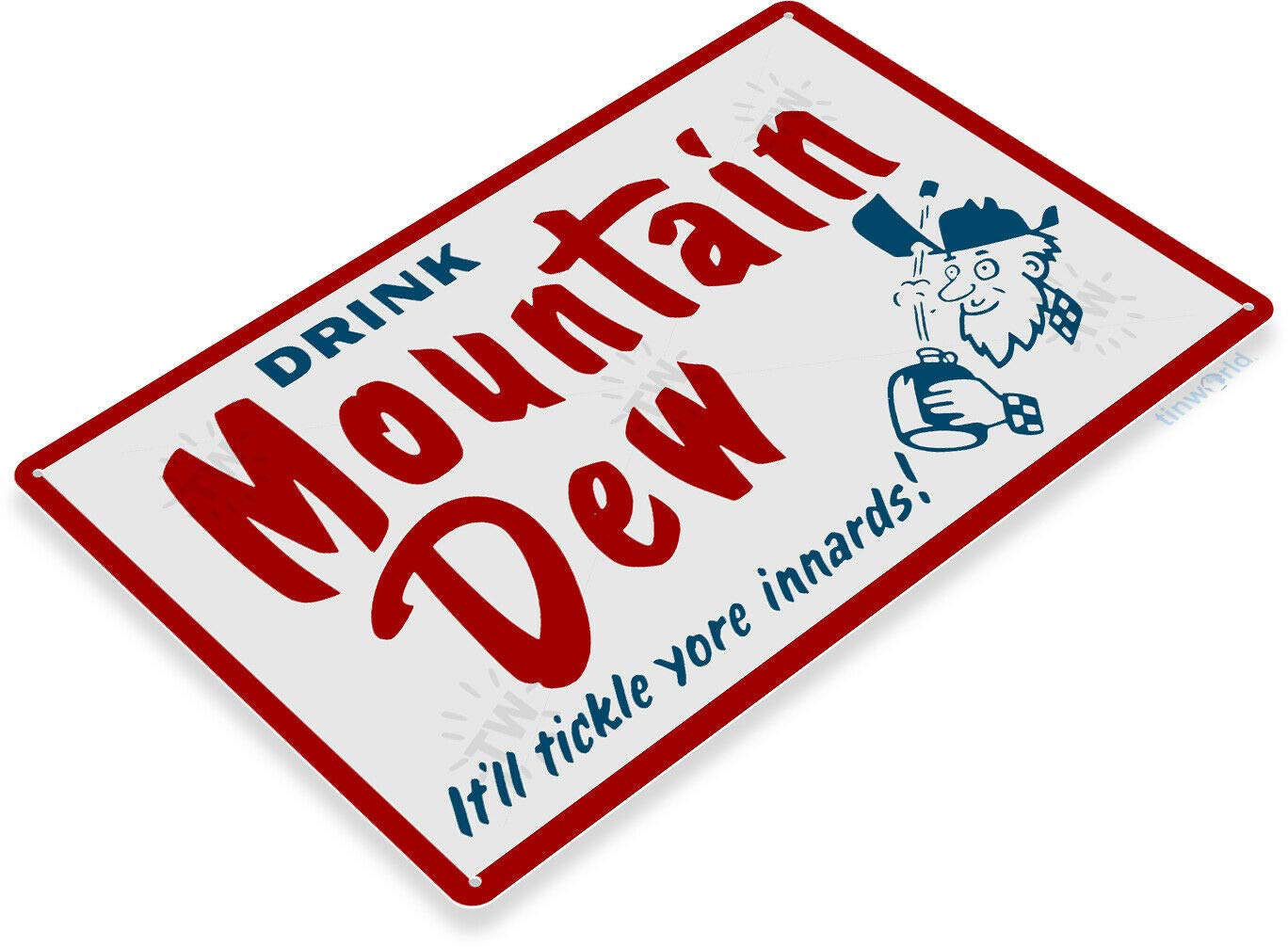 Maydeer Tin Sign For Mountain Dew Soda Pop Store Drink Vintage Look Retro Logo Wall Decor Metal Sign 8x12in