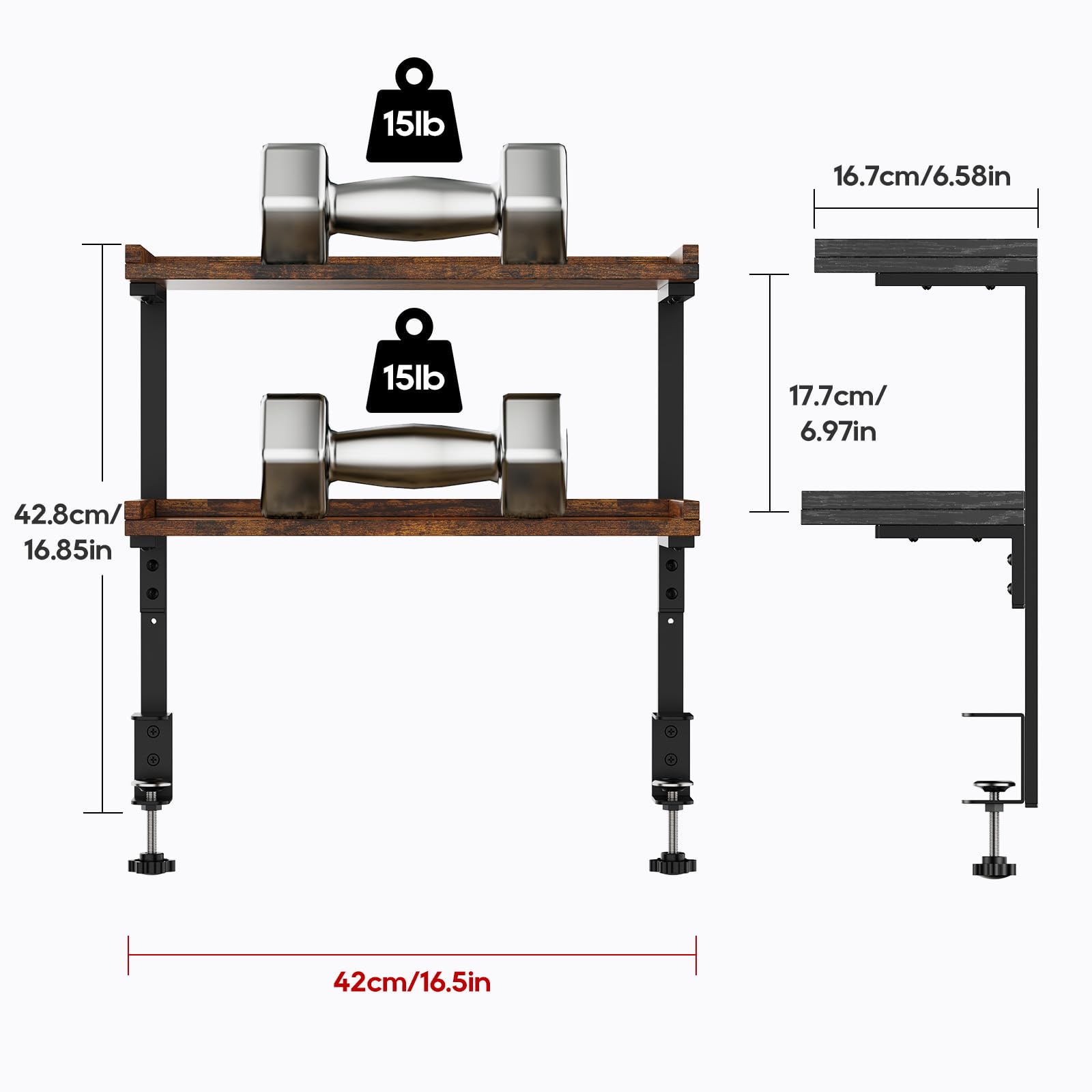THYGIFTREE Mensola da Scrivania in Legno a 2 Livelli, Lungo 31.8 cm Scaffale da Scrivania per la Parte Superiore e Inferiore, Organizer per Accessori, Ufficio e Gaming (Nero)