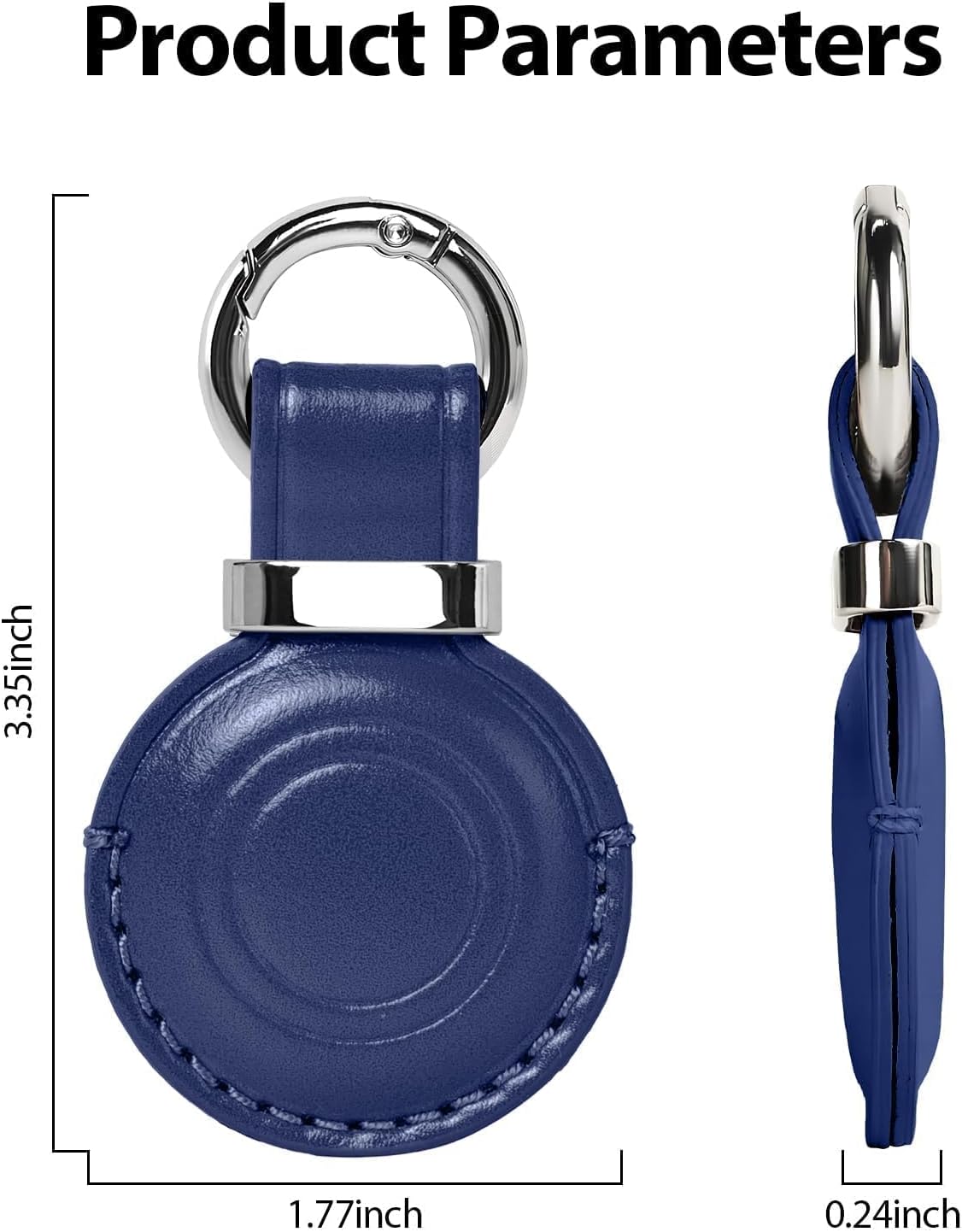 MOLOVA Leather Holder Keychain for AirTag 2nd Gen (2026) & 1st Gen, Compact Design with Air tag Case, Secure Protective Cover with Ring Car Keys Chain Fob Accessories, Black/Dark Blue/Red/Vintage