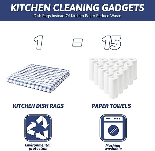 Miniatura 6 de Nialnant Paquete de 8 paños de cocina para lavar platos, trapos de cocina súper suaves y absorbentes, paños de limpieza de rizo, 11 x 11 pulgadas