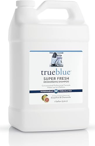 TrueBlue Champú desodorante concentrado de pomelo y manzanilla para perros, lavado limpiador, hidratante, sin toxinas, mezcla botánica natural, sin
