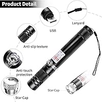 Vista 5 de Cowjag Puntero láser, puntero láser rojo de largo alcance, puntero láser de alta potencia, puntero rojo recargable para senderismo, juguete láser