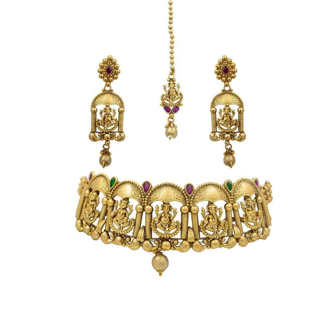 See full amazon price history chart for Lovedovez Ganesh Divine Choker Temple Necklace, Earrings Set, and Maang Tikka Carefully Designed Jewellery for Women & Girls Lovedovez Ganesh Divine Choker Temple Necklace, Earrings Set, and Maang Tikka Carefully Designed Jewellery for Women & Girls (B0D6GBHHFT) Amazon Price History, Amazon Price Tracker