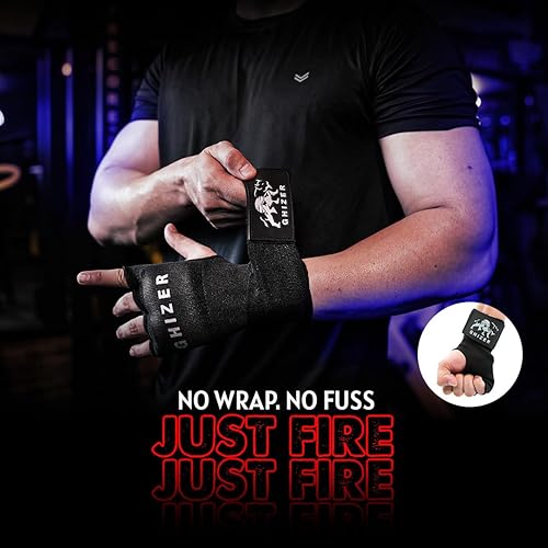 Miniatura 6 de Juego de guantes de gel, correas de muñeca rápidas de 31.5 in de largo y vendas de boxeo de 180 pulgadas elásticas con lazo para el pulgar.