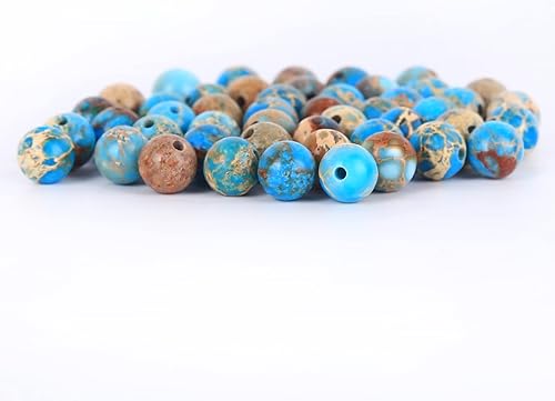 Miniatura 99 de Cuentas de jaspe imperial bicolor, 67 piezas de cuentas de piedra de 0.236 pulgadas (0.236 in), piedras preciosas sueltas, tamaño de agujero