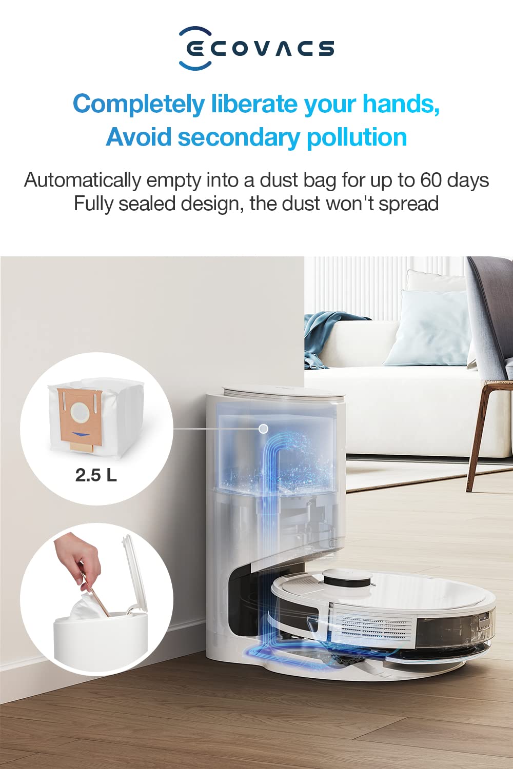 ECOVACS Robot Vacuum Cleaner Deebot N8+ and Mop with AutoEmpty Station